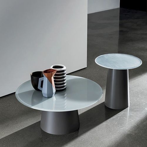 Moderner Couchtisch - TOTEM - Sovet Italia - Keramik / Gestell aus lackiertem Metall / rund