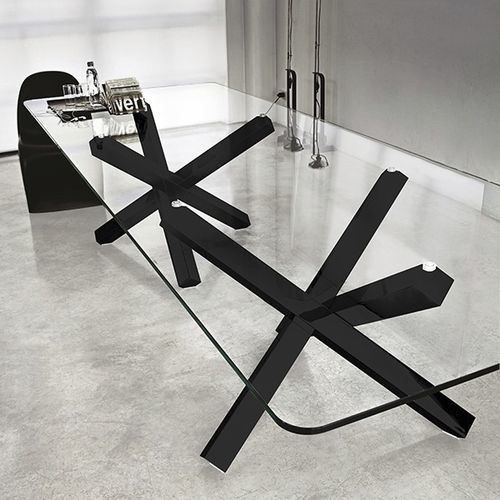 Moderner Esstisch - AIKIDO  - Sovet Italia - Hartglas / Milchglas / Keramik