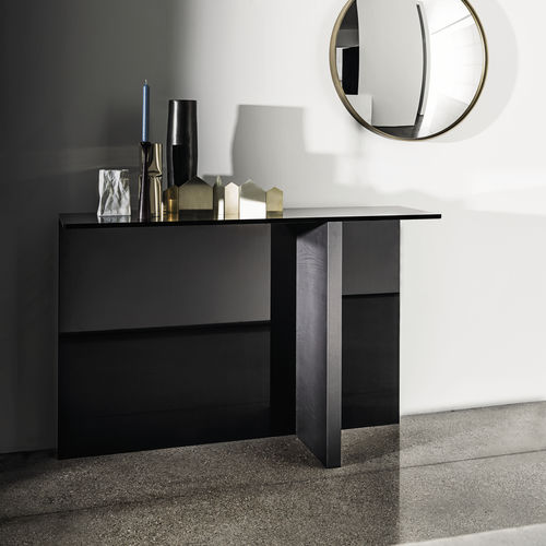 Moderner Konsolentisch - REGOLO  - Sovet Italia - Rauchglas / Gestell aus Eiche / Gestell aus Nussbaum