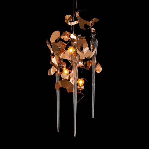 Kronleuchter / originelles Design - KELP FORTUNA - Brand van Egmond - Glas / Kupfer / für Gewerbegebrauch