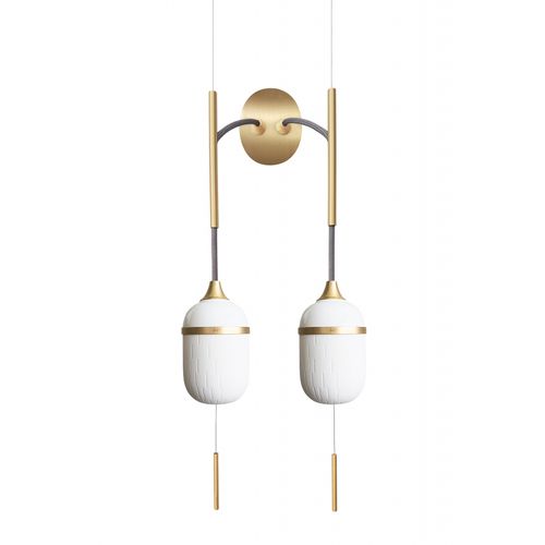 Moderne Wandleuchte - DUO FLEUR DE KAOLIN - Designheure - für den Innenraum / gebürstetes Messing / Porzellan