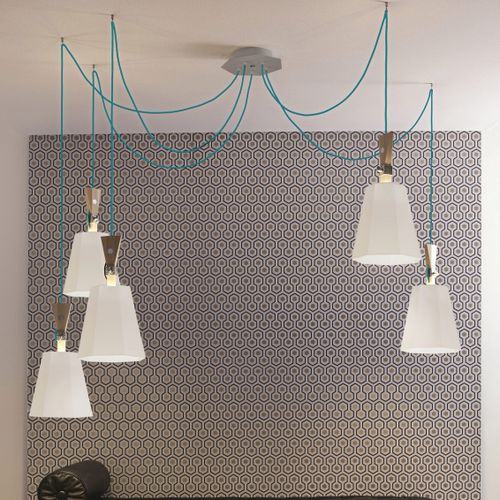 Moderner Kronleuchter - LUXIOLE - Designheure - Aluminiumguss / Stoff / Buche