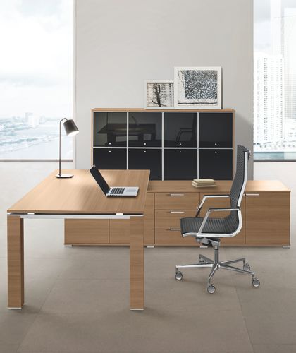 Chefschreibtisch - JET - Bralco - modern / Holz / Glas