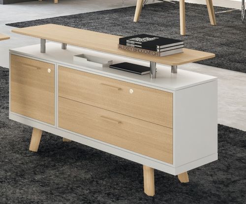 Niedriger Aktenschrank - RAIL - Bralco - aus Eiche / mit Schubladen