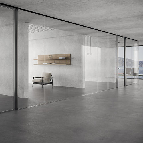 Abnehmbare Trennwand - HIDE series - VETROIN - Schiebe / mit Glasfront / Polycarbonat