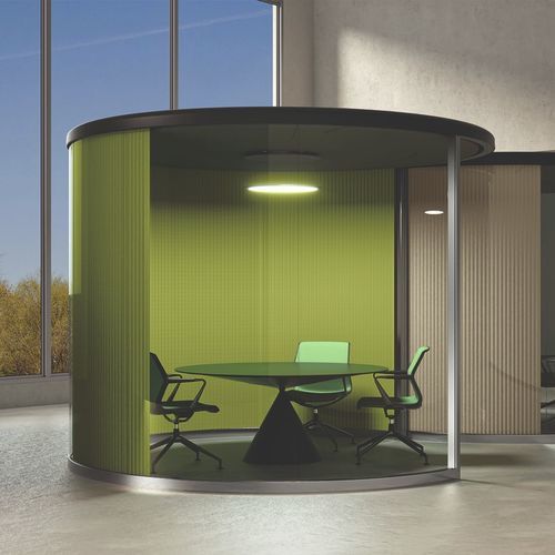 POD-Büro / Akustik - ROUNDBOX 33 - VETROIN - mit Glastür / modulierbar / mit integrierter LED-Beleuchtung