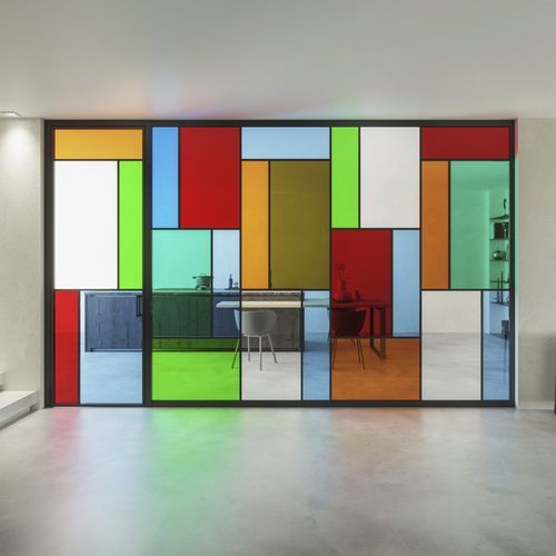 Abnehmbare Trennwand - TRUELIGHT series - VETROIN - Schiebe / mobil / mit Glasfront