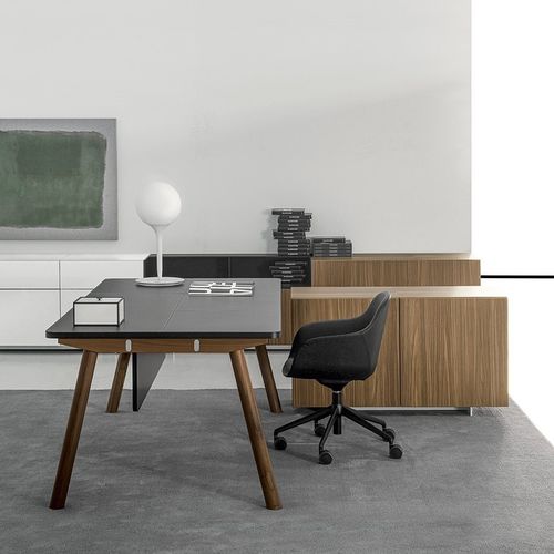 Moderner Arbeitstisch - DV911 NOTO - Della Valentina Office - Holz / Massivholz / Glas