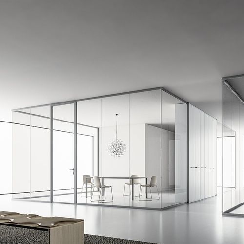 Schiebetrennwand - DV602 - Della Valentina Office - mit Glasfront / Holz / Melamin