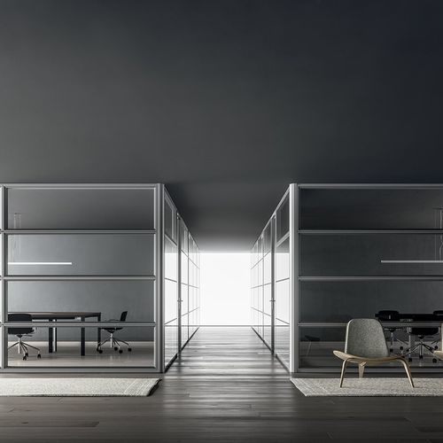 Abnehmbare Trennwand - DV604 - Della Valentina Office - mit Glasfront / Stahl / Melamin