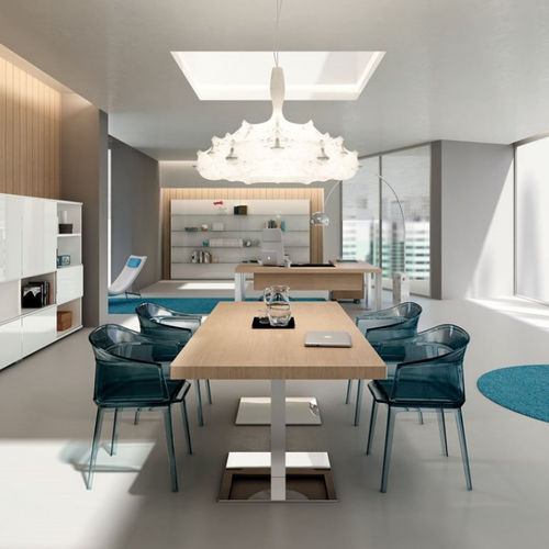 Moderner Besprechungstisch - DV903 TAY - Della Valentina Office - Holz / Glas / Gestell aus Metall