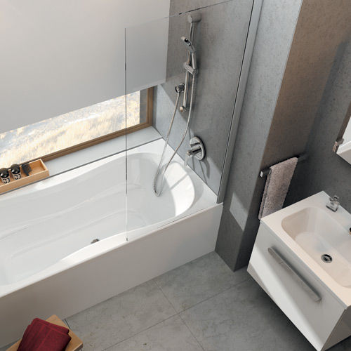Feststehender Badewannen-Duschwand - Stelton - Creactive Paris - links / umkehrbar / Hartglas