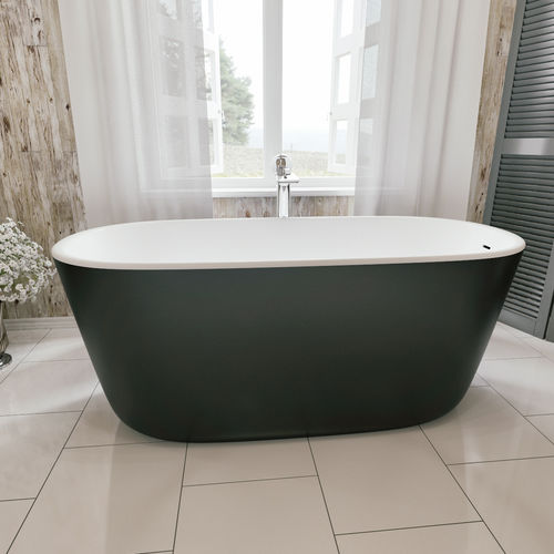 Ovale Badewanne - LULLABY-MINI-BLCK-WHT™ - Aquatica Marmite SP. Z.o.o - freistehend / für Wohnungen / Mineralwerkstoff