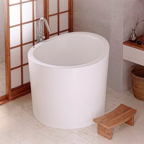 Runde Badewanne - TRUE OFURO MINI WHT TRANQUILITY - Aquatica Marmite SP. Z.o.o - freistehend / für Wohnungen / Mineralguss