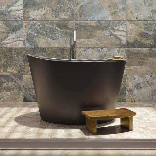 Ovale Badewanne - TRUE OFURO Blck - Aquatica Marmite SP. Z.o.o - freistehend / für Wohnungen / Mineralguss