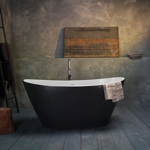 Ovale Badewanne - LUNA-BLCK-WHT - Aquatica Marmite SP. Z.o.o - freistehend / für Wohnungen / Mineralwerkstoff