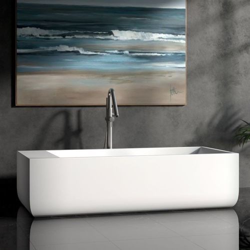 Freistehende Badewanne - MONOLITH-WHT - Aquatica Marmite SP. Z.o.o - für Wohnungen / Mineralwerkstoff / Stein