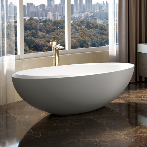 Ovale Badewanne - ILLUSION-Wht - Aquatica Marmite SP. Z.o.o - freistehend / für Wohnungen / Mineralguss
