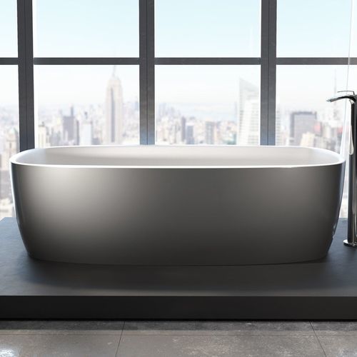 Freistehende Badewanne - COLETTA GUNMETAL-WHT - Aquatica Marmite SP. Z.o.o - für Wohnungen / Mineralguss / Mineralwerkstoff
