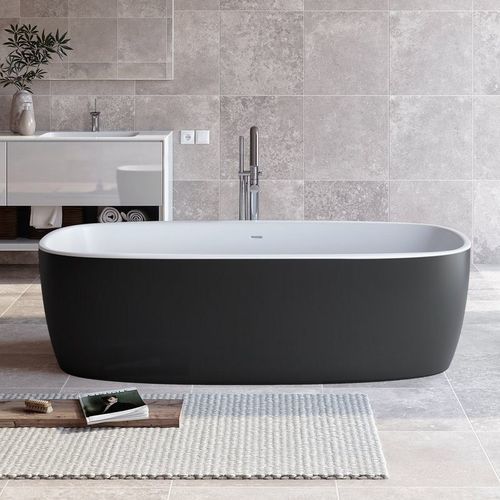 Freistehende Badewanne - COLETTA-BLCK-WHT™ - Aquatica Marmite SP. Z.o.o - für Wohnungen / Mineralwerkstoff / Mineralguss