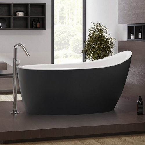 Freistehende Badewanne - EMMANUELLE 2 BLCK-WHT - Aquatica Marmite SP. Z.o.o - für Wohnungen / Mineralwerkstoff / Stahl