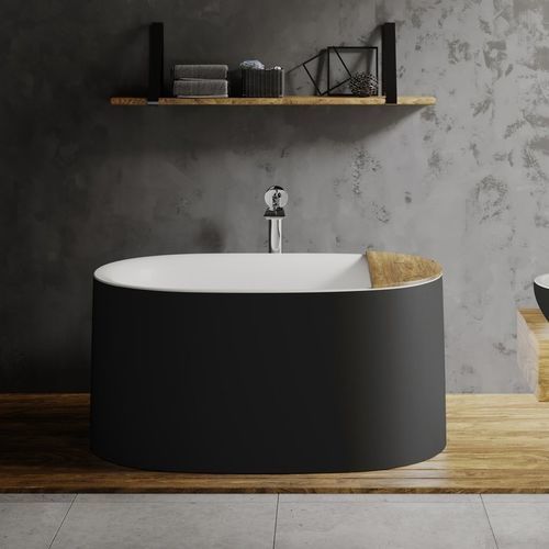 Ovale Badewanne - SOPHIA-BLCK-WHT - Aquatica Marmite SP. Z.o.o - freistehend / für Wohnungen / Mineralwerkstoff