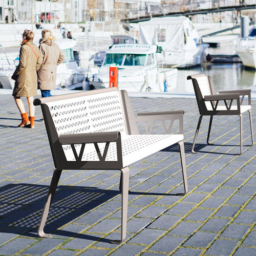 Moderne Bank für den öffentlichen Raum - SOFA - TF URBAN - Stahl / mit Rückenlehne / mit Armlehnen