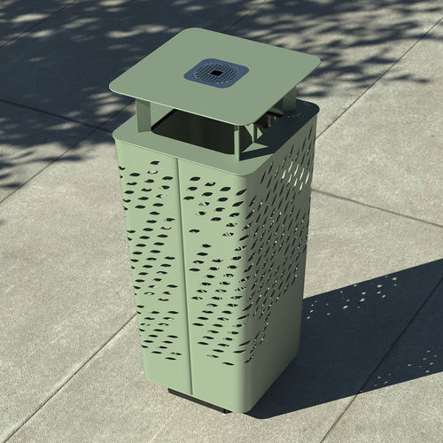 Park-Abfallbehälter - ZIG&ZAG - TF URBAN - thermolackierter Stahl / mit integriertem Aschenbecher / mit Deckel