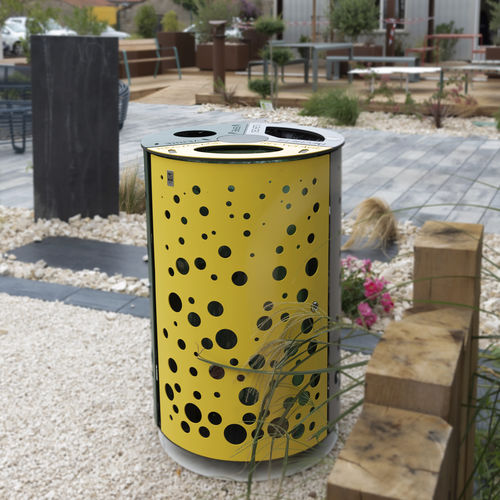 System Abfallbehälter - O³ - TF URBAN - Stahl / mit integriertem Aschenbecher / mit Deckel