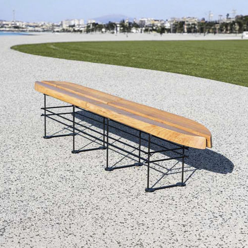 Moderne Bank für den öffentlichen Raum - BASSIN - TF URBAN - Stahl / Eiche / ohne Rückenlehne