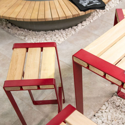 Moderner Barhocker - FORÉZIEN - TF URBAN - Holz / Stahl / Gestell aus Stahl