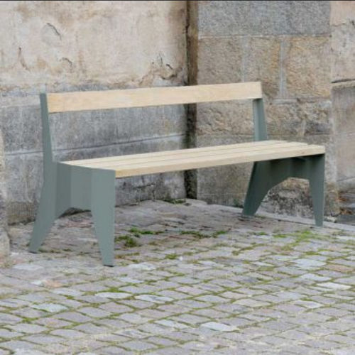 Moderne Bank für den öffentlichen Raum - ECOA - TF URBAN - Stahl / aus Ökolabel-Robinie / mit Rückenlehne