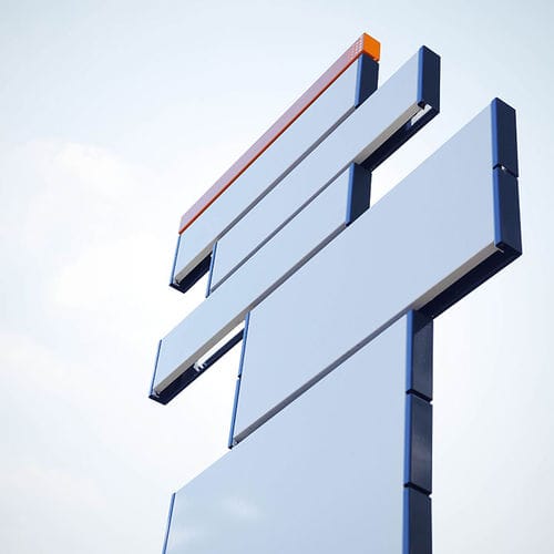 Werbeträger mit hohen Beinen - SINGLE MAST - TF URBAN - für Außenbereich / Industrie / modular