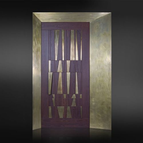 Eingangstür - LUCI E OMBRE - isamserramenti - Holz / Messing / einflügelig
