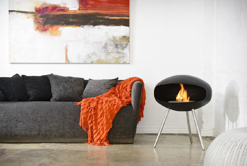 Bioethanol-Kamin - TERRA BLACK - Cocoon Fires - freistehend / Zentral / offene Feuerstelle
