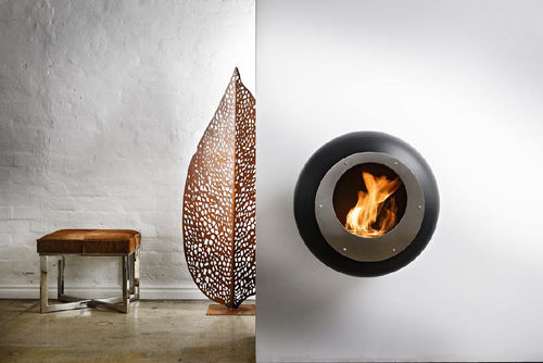 Bioethanol-Kamin - VELLUM BLACK - Cocoon Fires - wandmontiert / Einseitig / offene Feuerstelle