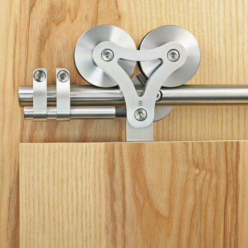 Edelstahl-Schiebesystem - DUPLEX S ST.1017.DS - MWE Edelstahlmanufaktur - für Holztür