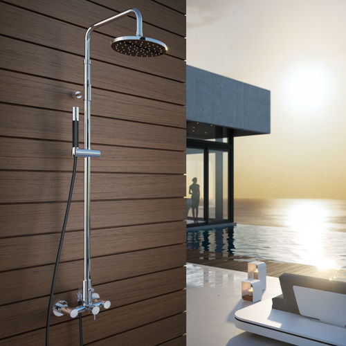 Duschsäule für Außenbereich - WATERLINE : W083.E - Fontealta - für Gewerbegebrauch / Edelstahl / wandmontiert