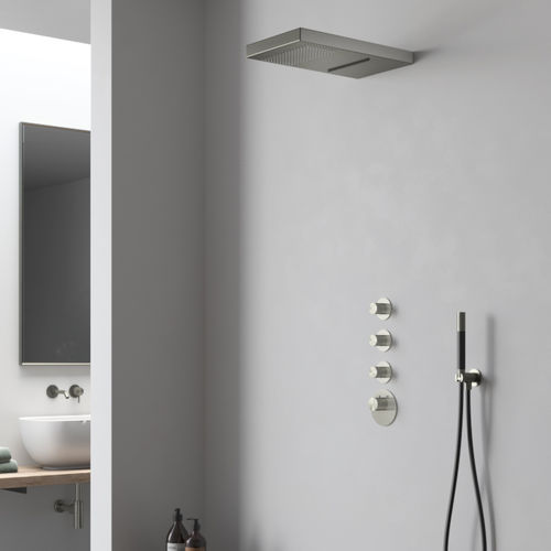 Einhebelmischer für Dusche - WATERLINE : SA300.SC + SK + TC.HF3 - Fontealta - wandmontiert / thermostatisch / aus Edelstahl 316L
