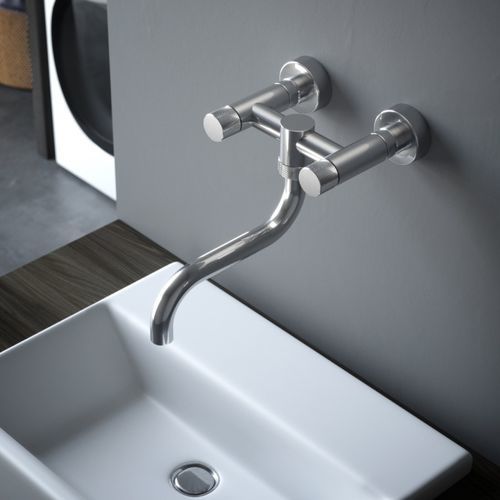 Wandmontierter Zweigriffmischer - KW50 - Fontealta - aus Edelstahl 316L / für Küche / 2-Loch