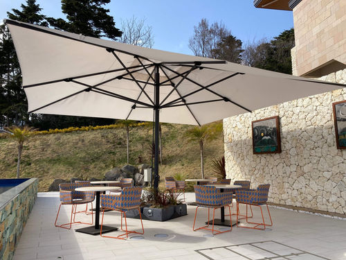 Quadratischer Sonnenschirm - Capri Dark - Scolaro - mit Zentralmast / teleskopisch / Aluminium
