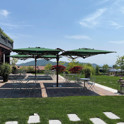 Quadratischer Sonnenschirm - Quattro Timber - Scolaro - Ampel / Acrylgewebe / Aluminium