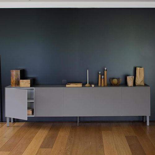 Modernes Sideboard - CUBE 55 - Ghekiere Industries - melaminbeschichtet / mit Regal / mit Schwingtür