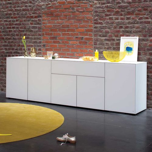 Modernes Sideboard - CUBE 83 - Ghekiere Industries - Eiche / melaminbeschichtet / mit Regal