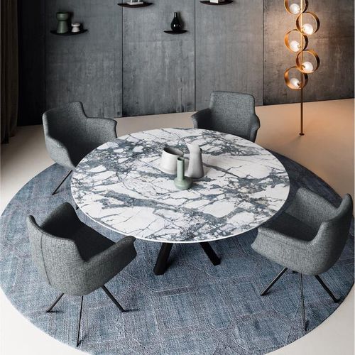 Moderner Esstisch - FIZZ - Ghekiere Industries - Keramik / Gestell aus Metall / rund
