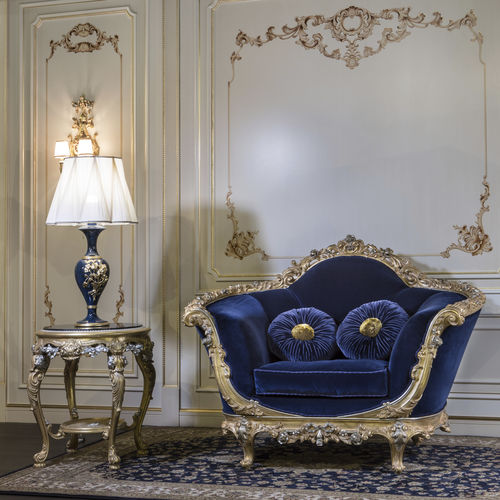Stilsessel - EMPIRE - VIMERCATI MEDA LUXURY CLASSIC FURNITURE - Stoff / mit Kissen / blau