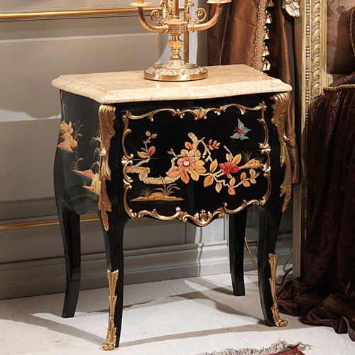 Nachttisch / Louis XV - EMPERADOR GOLD  - VIMERCATI MEDA LUXURY CLASSIC FURNITURE - Nussbaum / Gestell aus Nussbaum / rechteckig
