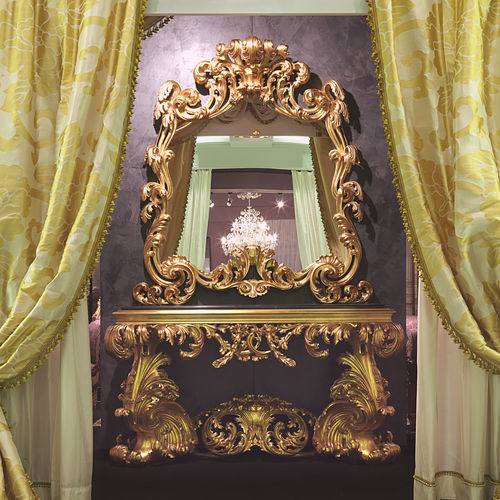 Barock-Konsolentisch - 17th CENTURY  - VIMERCATI MEDA LUXURY CLASSIC FURNITURE - Marmor / mit blattvergoldetem Holzgestell / rechteckig