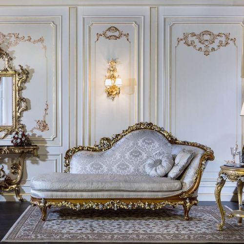 Stil-Récamiere - VIMERCATI MEDA LUXURY CLASSIC FURNITURE - Stoff / Holz / mit Armlehnen