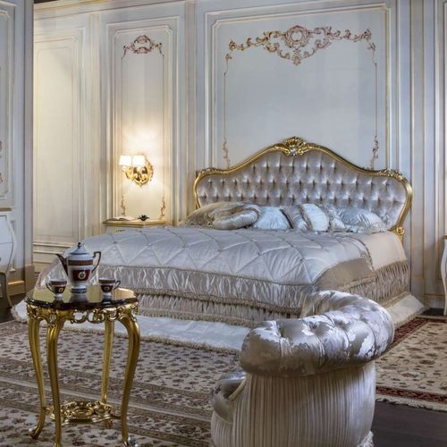 Doppelbett - carving and gilding - VIMERCATI MEDA LUXURY CLASSIC FURNITURE - Stil / Polster / gepolstertes Kopfteil